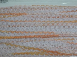 Feather Edge Eyelet Lace Per Meter 38mm Multi Orange